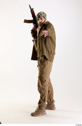 Whole Body Weapons-Rifle Man Pose with machine rifle White Army Athletic Bearded Studio photo references